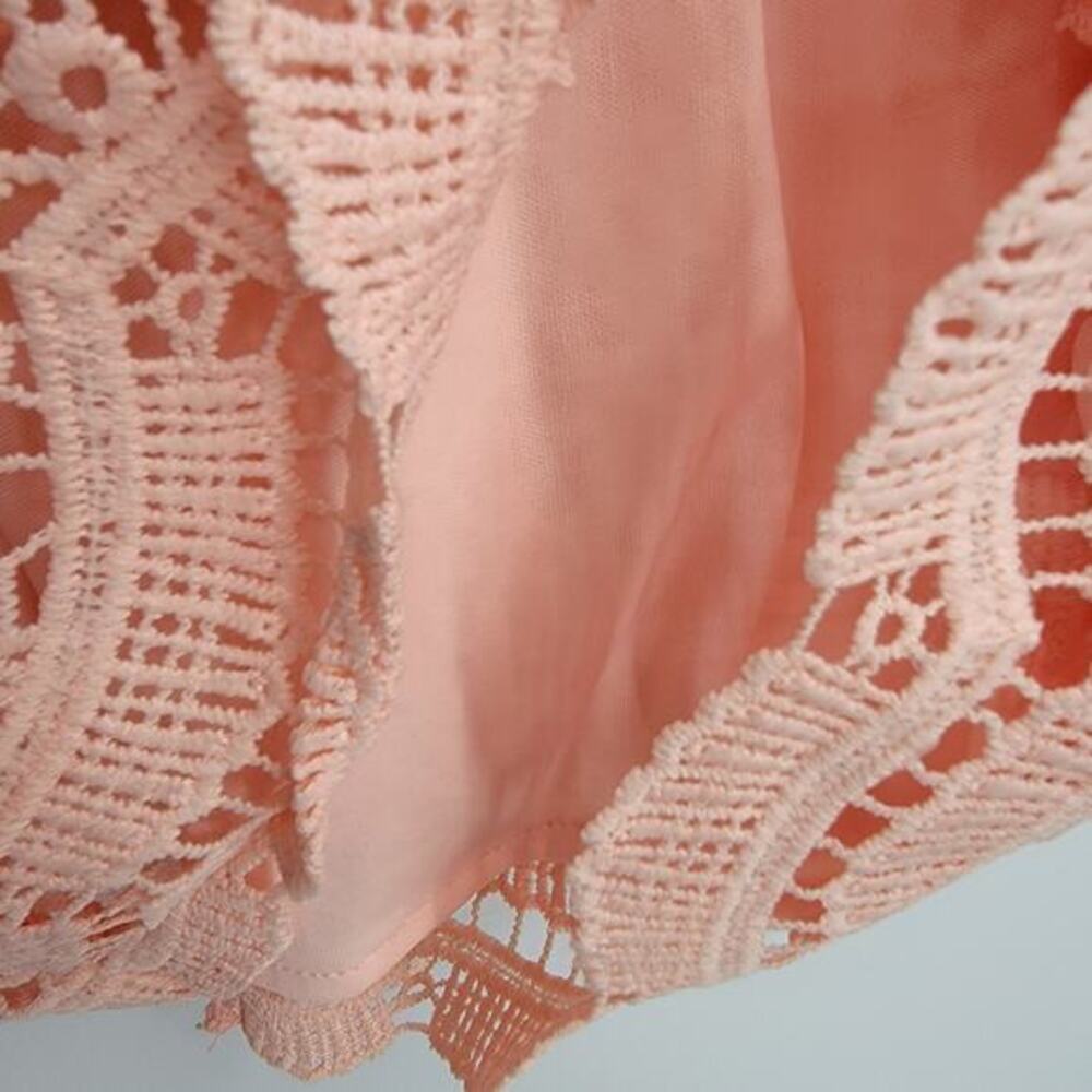NEW Maniju Women's Pink Lace Crochet Off Shoulder Dress Size Medium - Picture 7 of 11